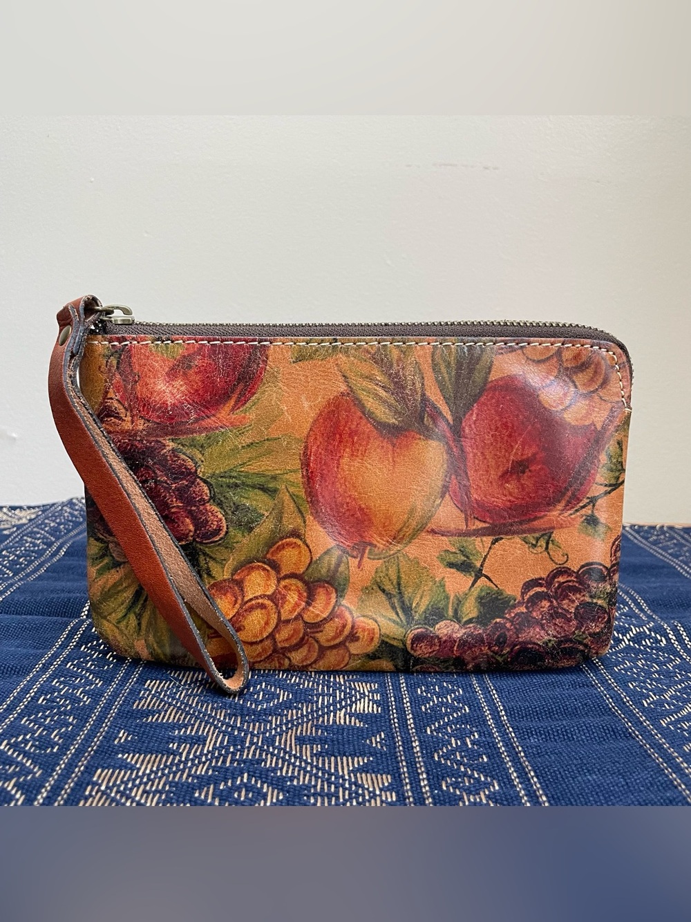Patricia Nash 100% Italian Leather Fruit Cassini Wristlet Light Brown